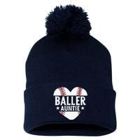 Baseball Aunt Gift Baller Auntie Mother's Day Mom Wo Pom Pom 12in Knit Beanie