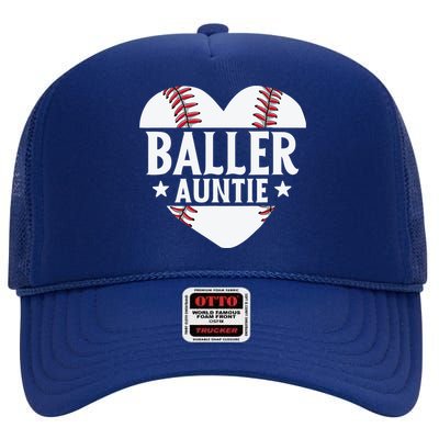 Baseball Aunt Gift Baller Auntie Mother's Day Mom Wo High Crown Mesh Back Trucker Hat