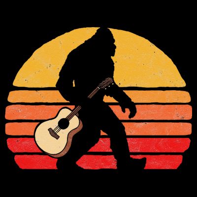Bigfoot & Acoustic Guitar Country Rock Bluegrass Music T-Shirt