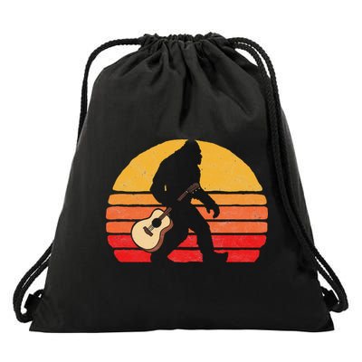 Bigfoot & Acoustic Guitar Country Rock Bluegrass Music Drawstring Bag