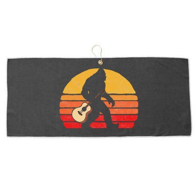 Bigfoot & Acoustic Guitar Country Rock Bluegrass Music Large Microfiber Waffle Golf Towel