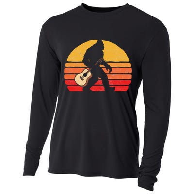Bigfoot & Acoustic Guitar Country Rock Bluegrass Music Cooling Performance Long Sleeve Crew