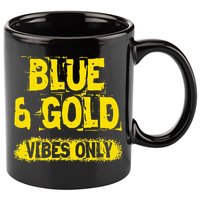 Blue And Gold Vibes Only School Tournament Team Cheerleaders 11oz C Handle Ceramic Mug