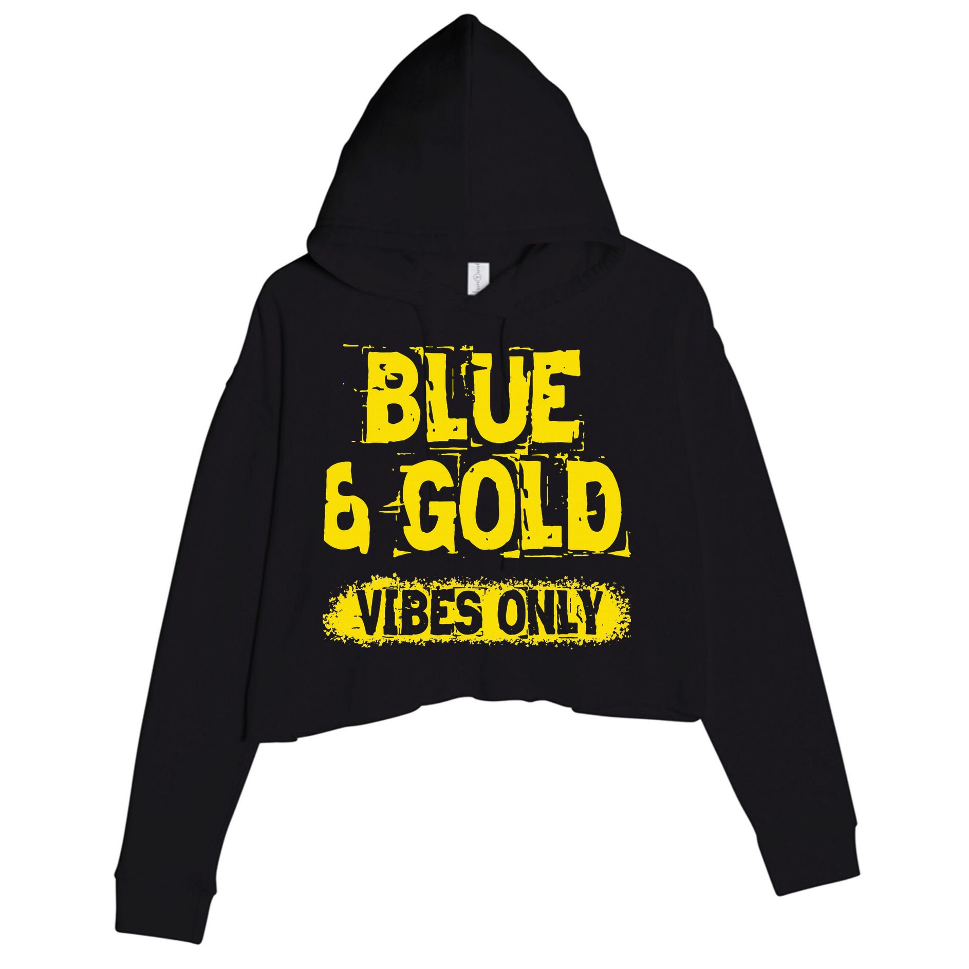 Blue And Gold Vibes Only School Tournament Team Cheerleaders Crop Fleece Hoodie