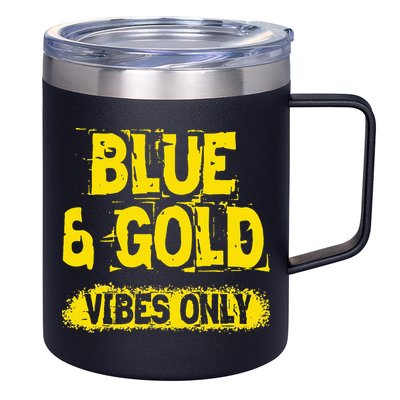 Blue And Gold Vibes Only School Tournament Team Cheerleaders 12oz Stainless Steel Coffee Mug
