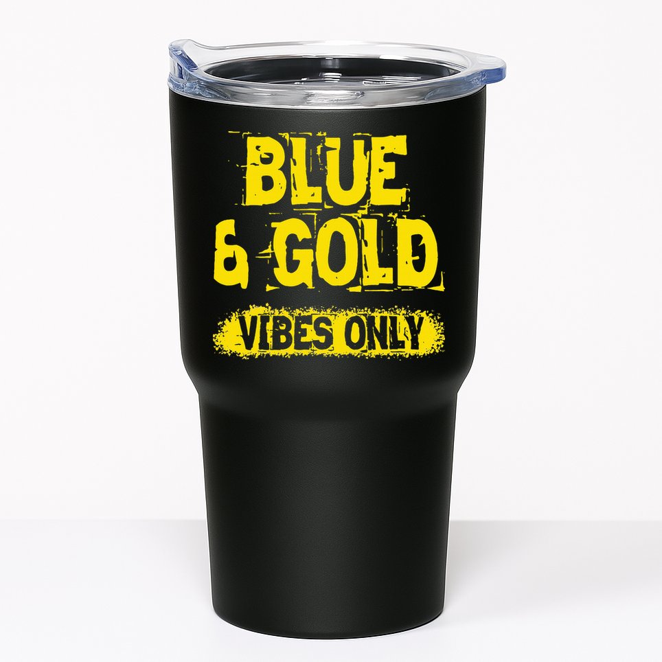 Blue And Gold Vibes Only School Tournament Team Cheerleaders Tumbler