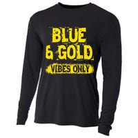 Blue And Gold Vibes Only School Tournament Team Cheerleaders Cooling Performance Long Sleeve Crew