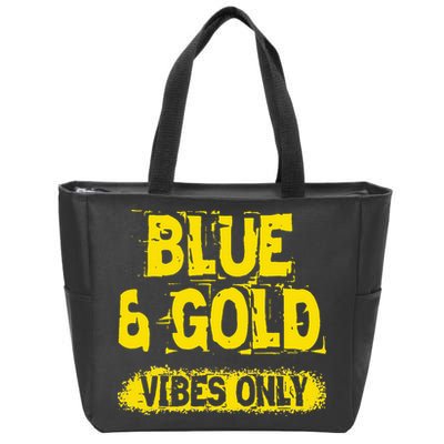 Blue And Gold Vibes Only School Tournament Team Cheerleaders Zip Tote Bag