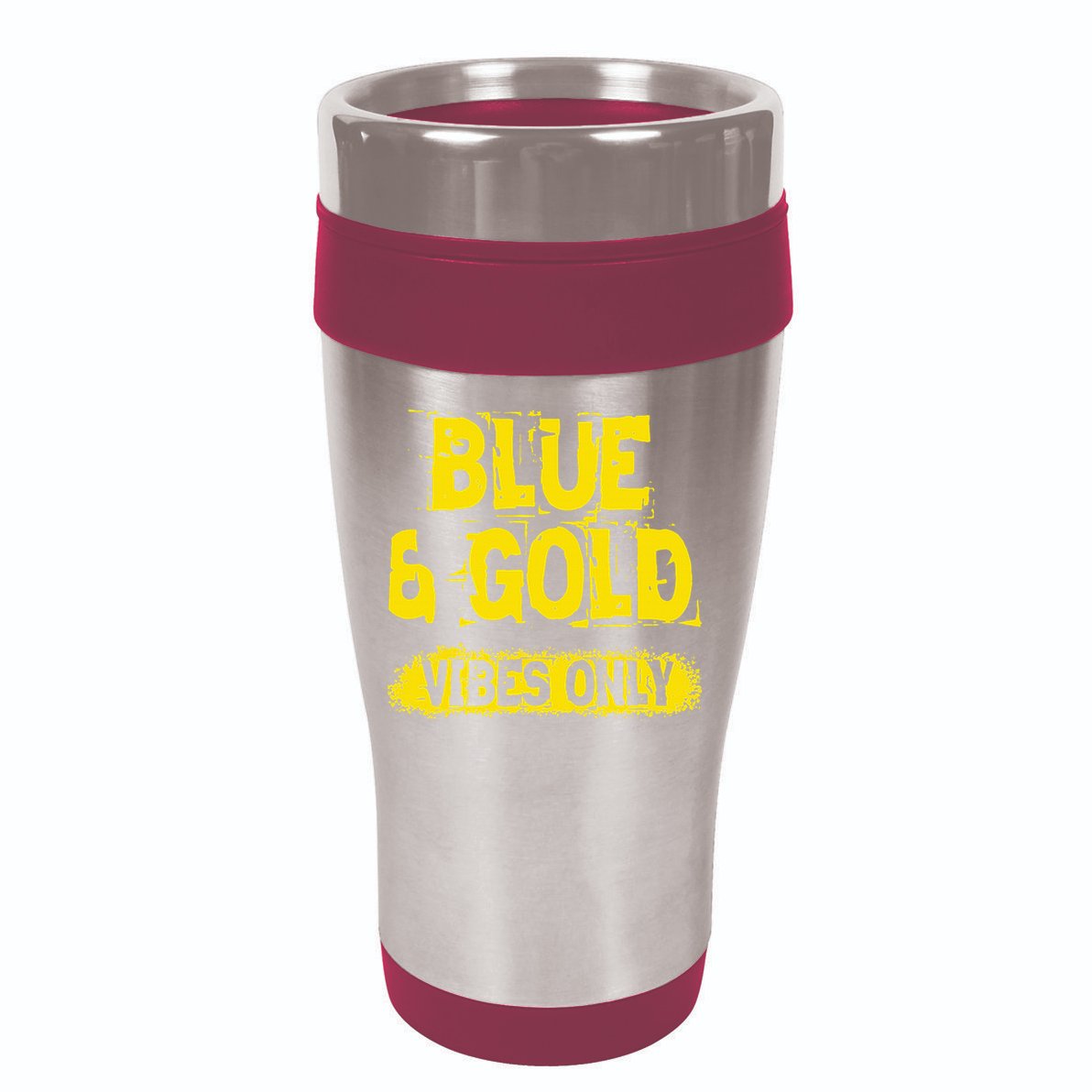 Blue And Gold Vibes Only School Tournament Team Cheerleaders 16oz Travel Tumbler