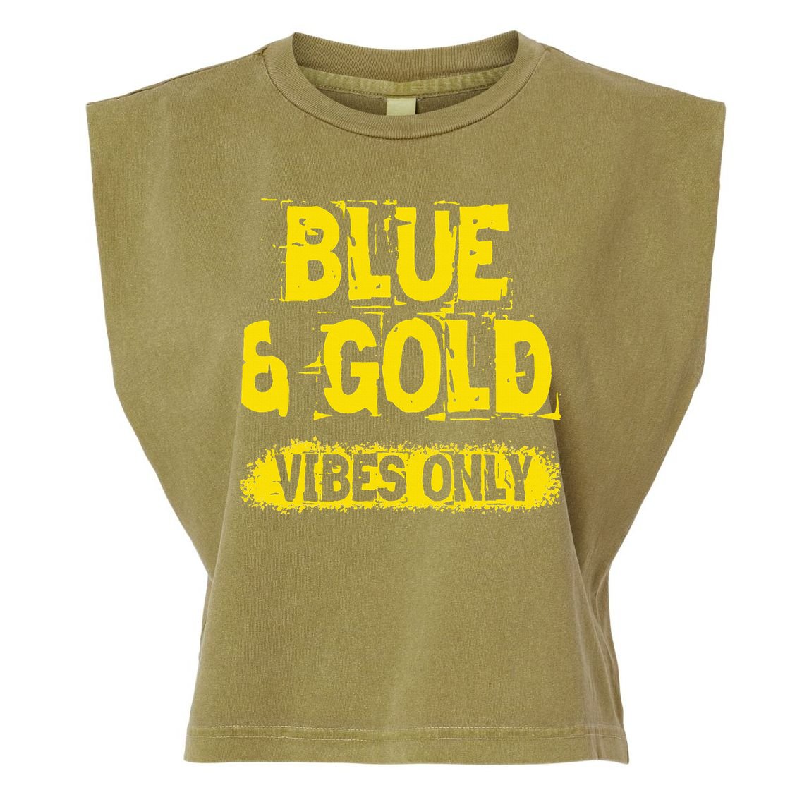 Blue And Gold Vibes Only School Tournament Team Cheerleaders Garment-Dyed Women's Muscle Tee