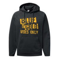 Blue And Gold Game Day Group For High School Football Performance Fleece Hoodie