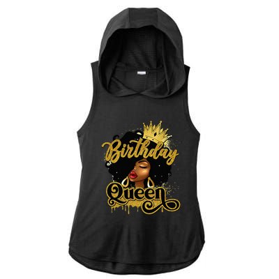 Birthday Afro Girl Melanin Queen African American  Ladies PosiCharge Tri-Blend Wicking Draft Hoodie Tank