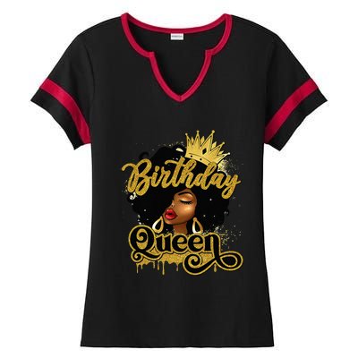 Birthday Afro Girl Melanin Queen African American  Ladies Halftime Notch Neck Tee