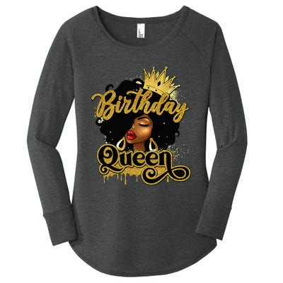 Birthday Afro Girl Melanin Queen African American  Women's Perfect Tri Tunic Long Sleeve Shirt