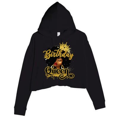 Birthday Afro Girl Melanin Queen African American  Crop Fleece Hoodie