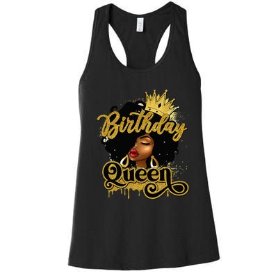 Birthday Afro Girl Melanin Queen African American  Women's Racerback Tank