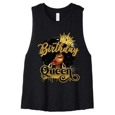 Birthday Afro Girl Melanin Queen African American  Women's Racerback Cropped Tank