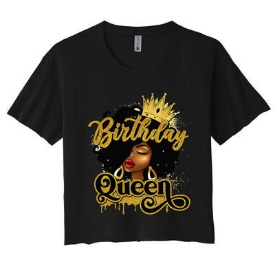 Birthday Afro Girl Melanin Queen African American  Women's Crop Top Tee