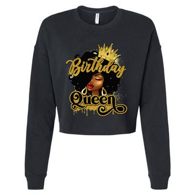 Birthday Afro Girl Melanin Queen African American  Cropped Pullover Crew