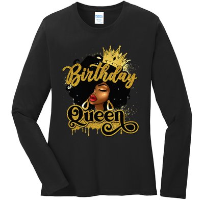 Birthday Afro Girl Melanin Queen African American  Ladies Long Sleeve Shirt