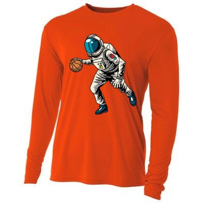 Basketball Astronaut Gift Hoops Streetball Baller Basketball Gift Cooling Performance Long Sleeve Crew