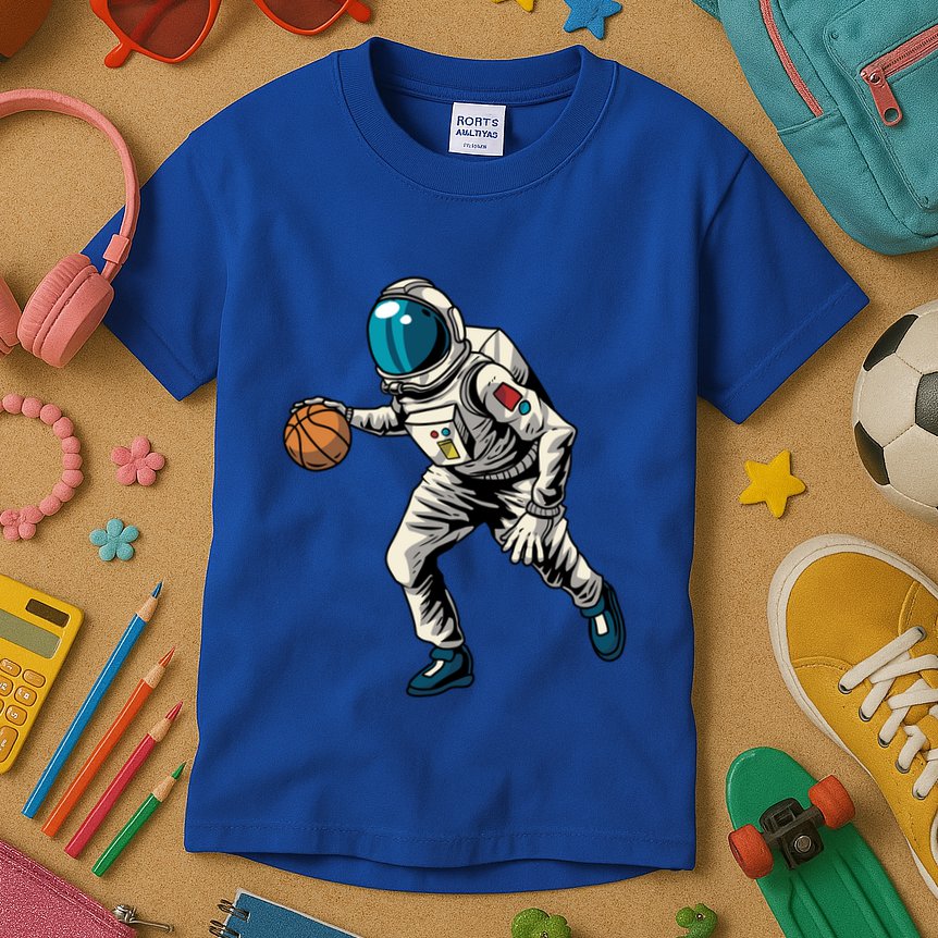 Basketball Astronaut Gift Hoops Streetball Baller Basketball Gift Kids T-Shirt