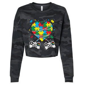 Boys Autism Gift Game Autism Awareness Month Day Men Kids Cool Gift Cropped Pullover Crew