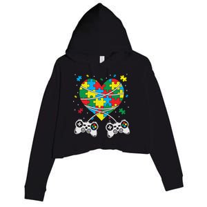 Boys Autism Gift Game Autism Awareness Month Day Men Kids Cool Gift Crop Fleece Hoodie