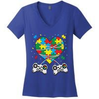 Boys Autism Gift Game Autism Awareness Month Day Men Kids Cool Gift Women's V-Neck T-Shirt