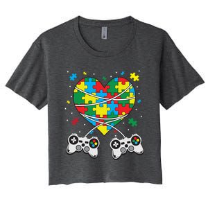 Boys Autism Gift Game Autism Awareness Month Day Men Kids Cool Gift Women's Crop Top Tee