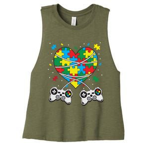 Boys Autism Gift Game Autism Awareness Month Day Men Kids Cool Gift Women's Racerback Cropped Tank