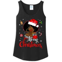 Black African Girl American Melanin Christmas Santa Hat Xmas Ladies Essential Tank