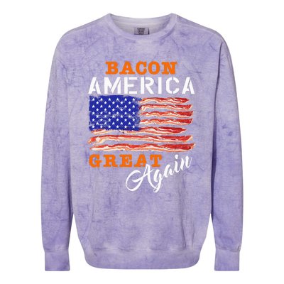 Bacon America Great Again Funny Barbecue Bbq 2024 Colorblast Crewneck Sweatshirt