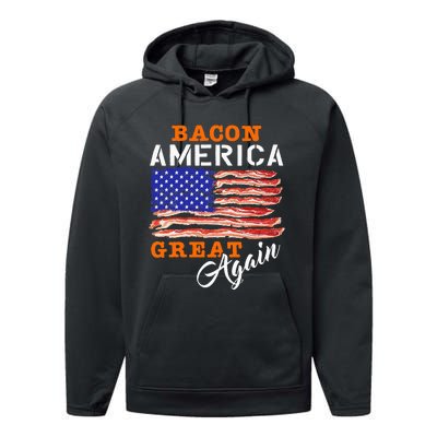 Bacon America Great Again Funny Barbecue Bbq 2024 Performance Fleece Hoodie