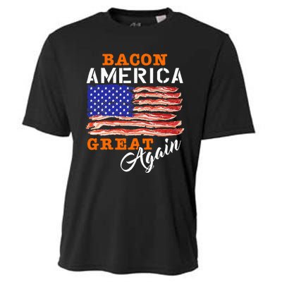 Bacon America Great Again Funny Barbecue Bbq 2024 Cooling Performance Crew T-Shirt