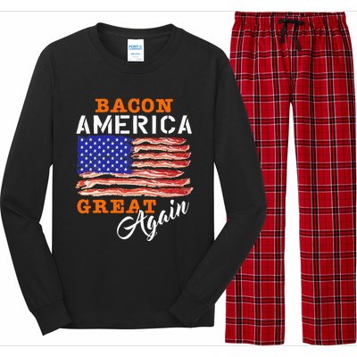 Bacon America Great Again Funny Barbecue Bbq 2024 Long Sleeve Pajama Set