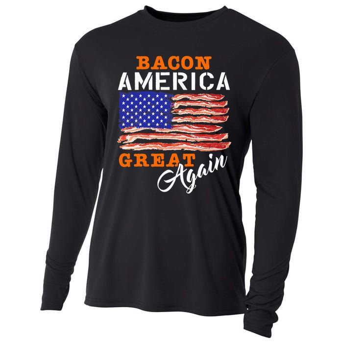 Bacon America Great Again Funny Barbecue Bbq 2024 Cooling Performance Long Sleeve Crew