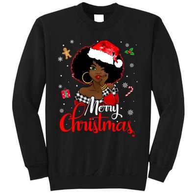 Black African Girl American Melanin Christmas Santa Hat Xmas Sweatshirt