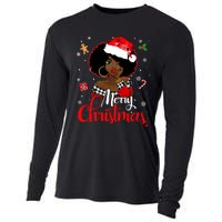 Black African Girl American Melanin Christmas Santa Hat Xmas Cooling Performance Long Sleeve Crew