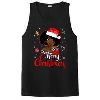 Black African Girl American Melanin Christmas Santa Hat Xmas PosiCharge Competitor Tank