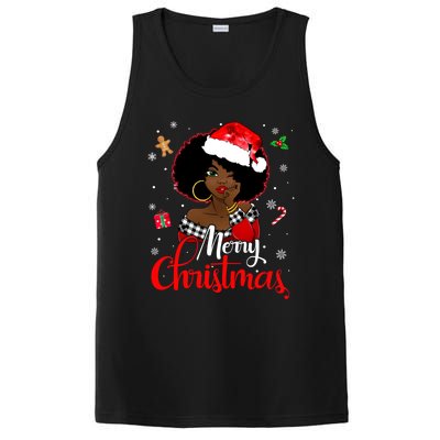 Black African Girl American Melanin Christmas Santa Hat Xmas PosiCharge Competitor Tank