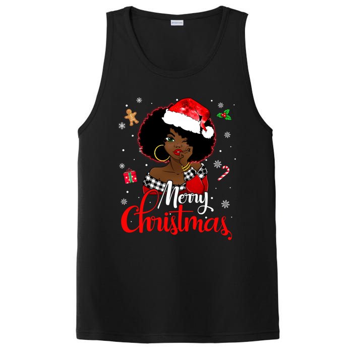 Black African Girl American Melanin Christmas Santa Hat Xmas PosiCharge Competitor Tank