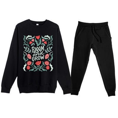 Bloom And Grow Retro Flower Floral Premium Crewneck Sweatsuit Set