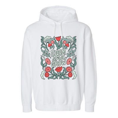 Bloom And Grow Retro Flower Floral Garment-Dyed Fleece Hoodie