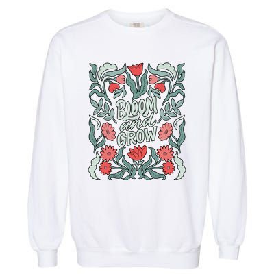 Bloom And Grow Retro Flower Floral Garment-Dyed Sweatshirt