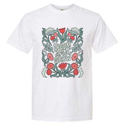 Bloom And Grow Retro Flower Floral Garment-Dyed Heavyweight T-Shirt