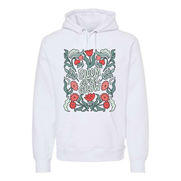 Bloom And Grow Retro Flower Floral Premium Hoodie