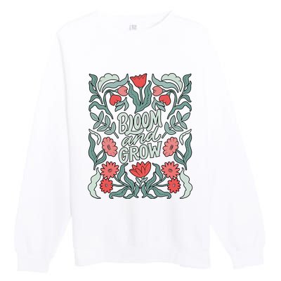 Bloom And Grow Retro Flower Floral Premium Crewneck Sweatshirt