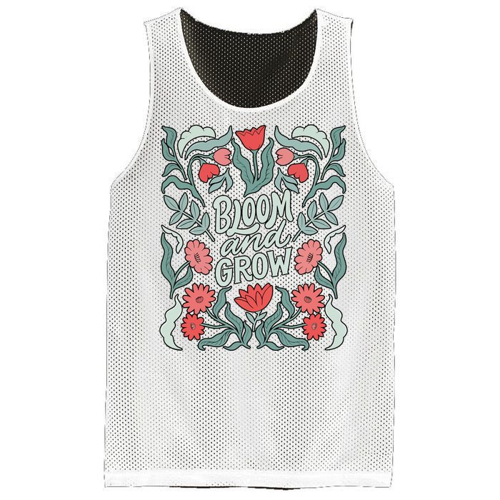 Bloom And Grow Retro Flower Floral Mesh Reversible Basketball Jersey Tank