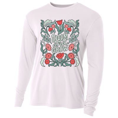 Bloom And Grow Retro Flower Floral Cooling Performance Long Sleeve Crew